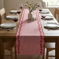 Delicate Chambray Blush Trim Table Runner