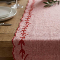 Delicate Chambray Blush Trim Table Runner