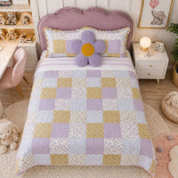 Vintage Bloom Patch Kids Quilt with 2 Pillow Cover