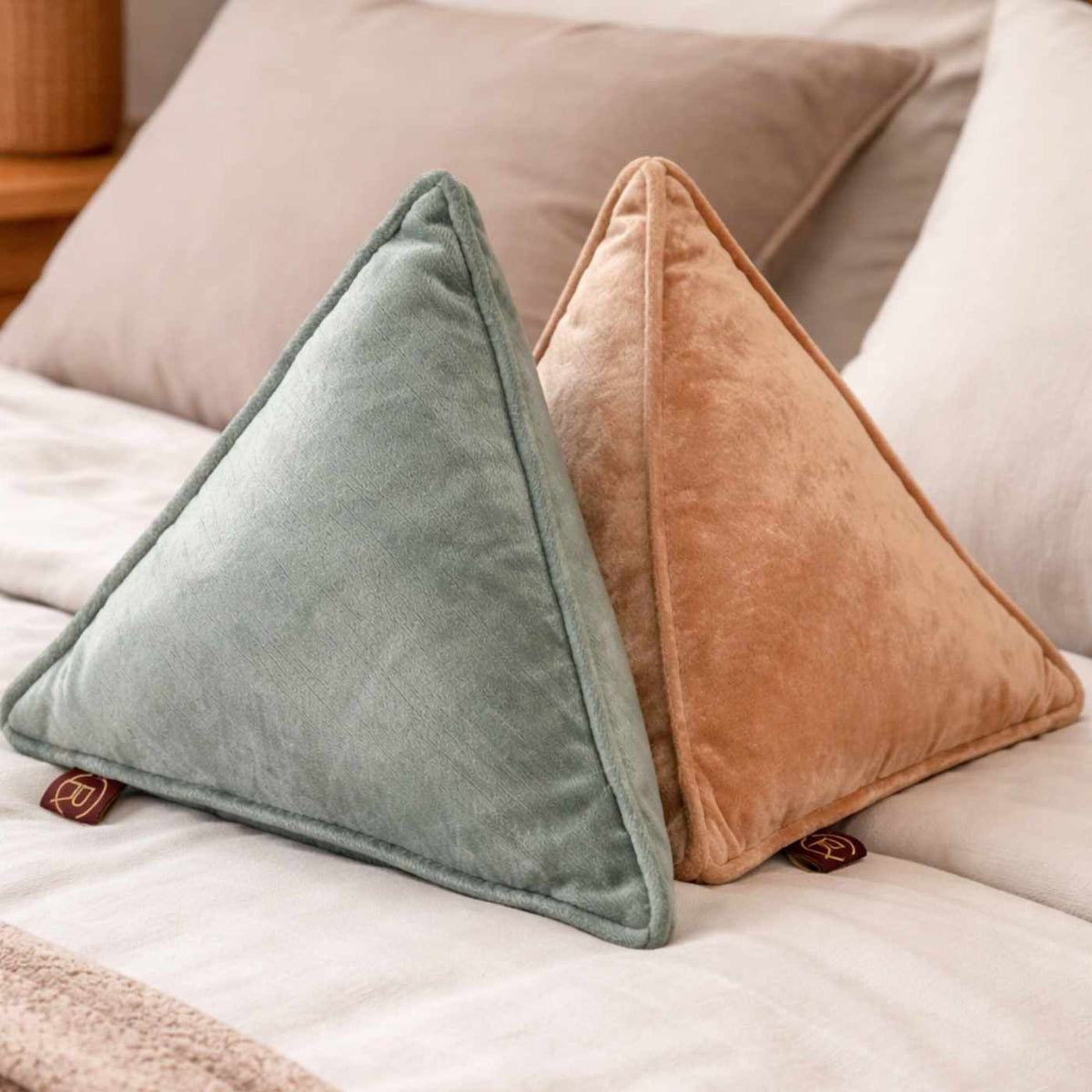 Gold Triangular Pyramid Shaped Pillow