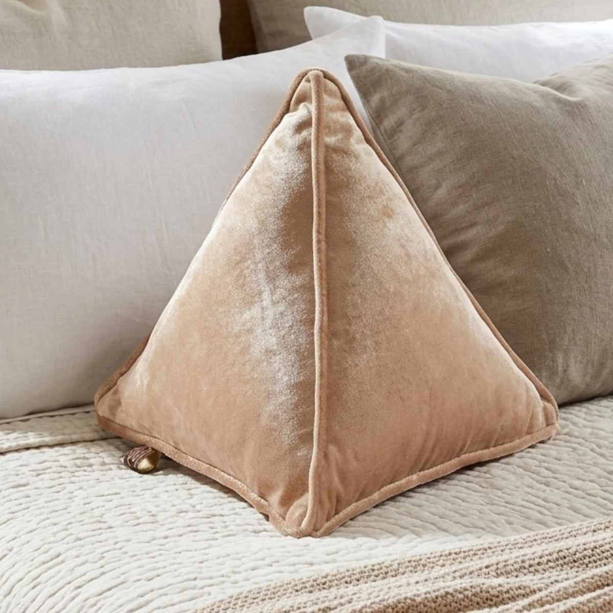 Gold Triangular Pyramid Shaped Pillow